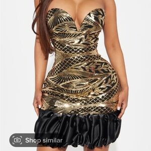 Black and gold party dress size Large